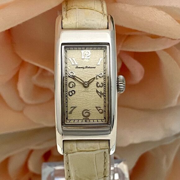 Tommy Bahama Sterling Silver Curvex Tank Style Ladies Swiss Quartz Watch - Picture 1 of 16